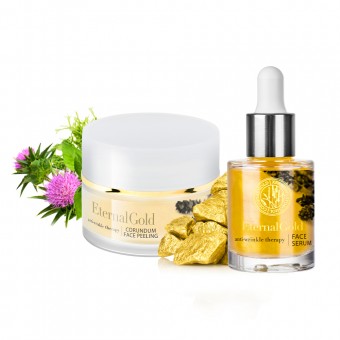 Zestaw Peeling korundowy + Skoncentrowane serum do twarzy Eternal Gold