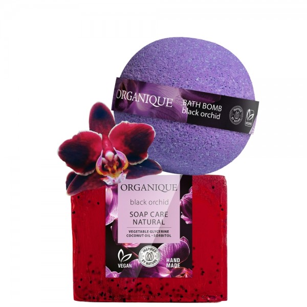 Odżywcza kula do kąpieli + naturalne mydło pielęgnujące Black Orchid