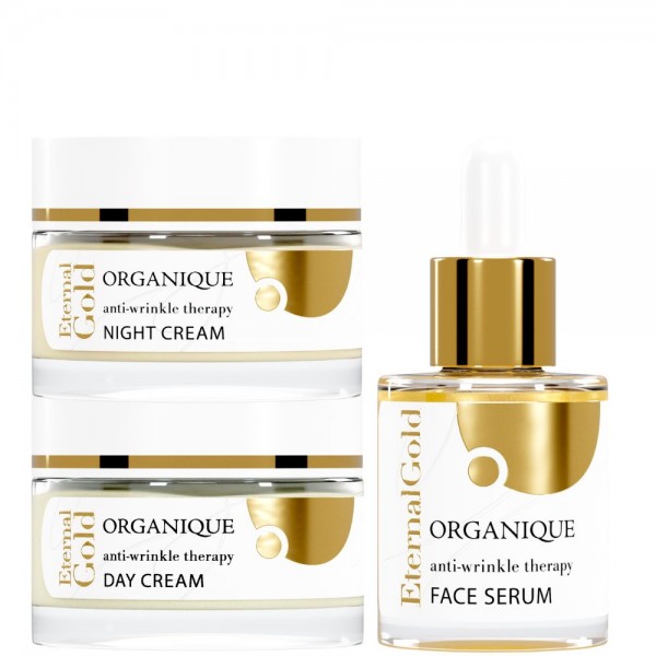 Zestaw Eternal Gold - Krem na dzień, Krem na noc i Serum do twarzy