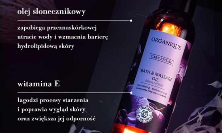 Odżywczy olej do kąpieli i masażu Black Orchid na suche łokcie